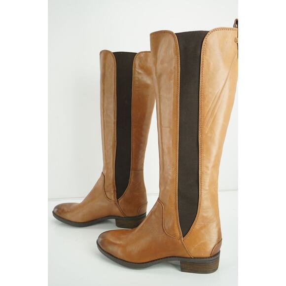 Sam Edelman Paradox whiskey brown Riding Boots stretch distressed - Picture 1 of 12